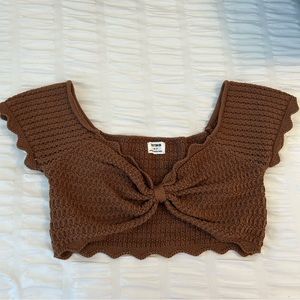 Cotton On Crochet Front Knot Crop Top